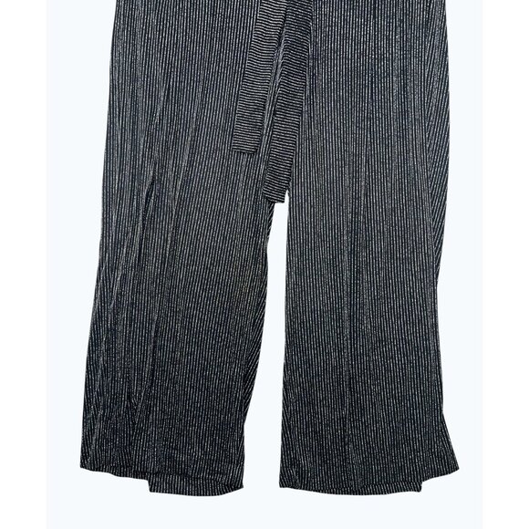 Torrid Womens Black & Silver Metallic Striped Wide-Leg Pants Size 3X - Picture 7 of 13